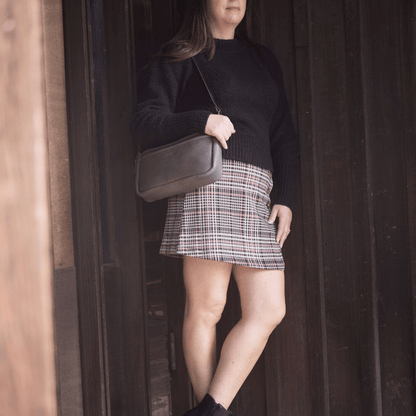 RENNIE LEATHER SHOULDER BAG - LEAD GRAY