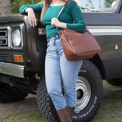 RENNIE LEATHER SHOULDER BAG - LARGE - OLIVE