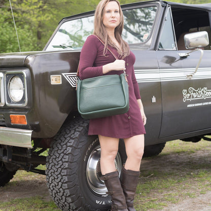 RENNIE LEATHER SHOULDER BAG - LARGE - FOREST GREEN