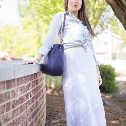 RENNIE LEATHER SHOULDER BAG - LARGE - VIOLET