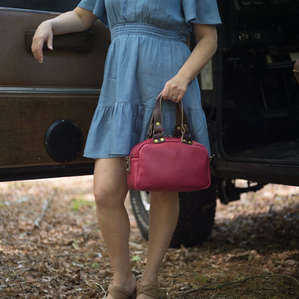 hoffman leather crossbody fuchsia