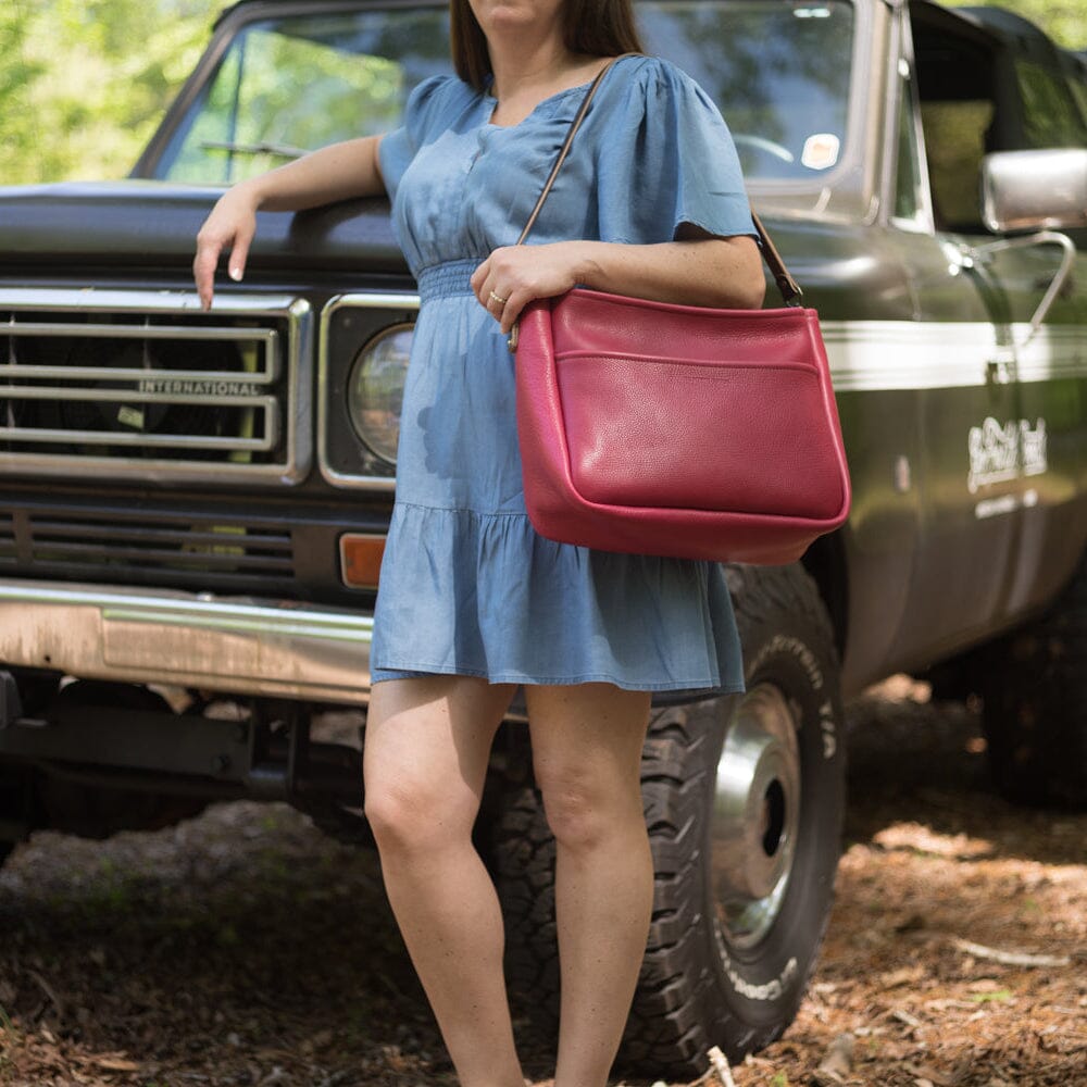 Rennie large leather crossbody fuchsia