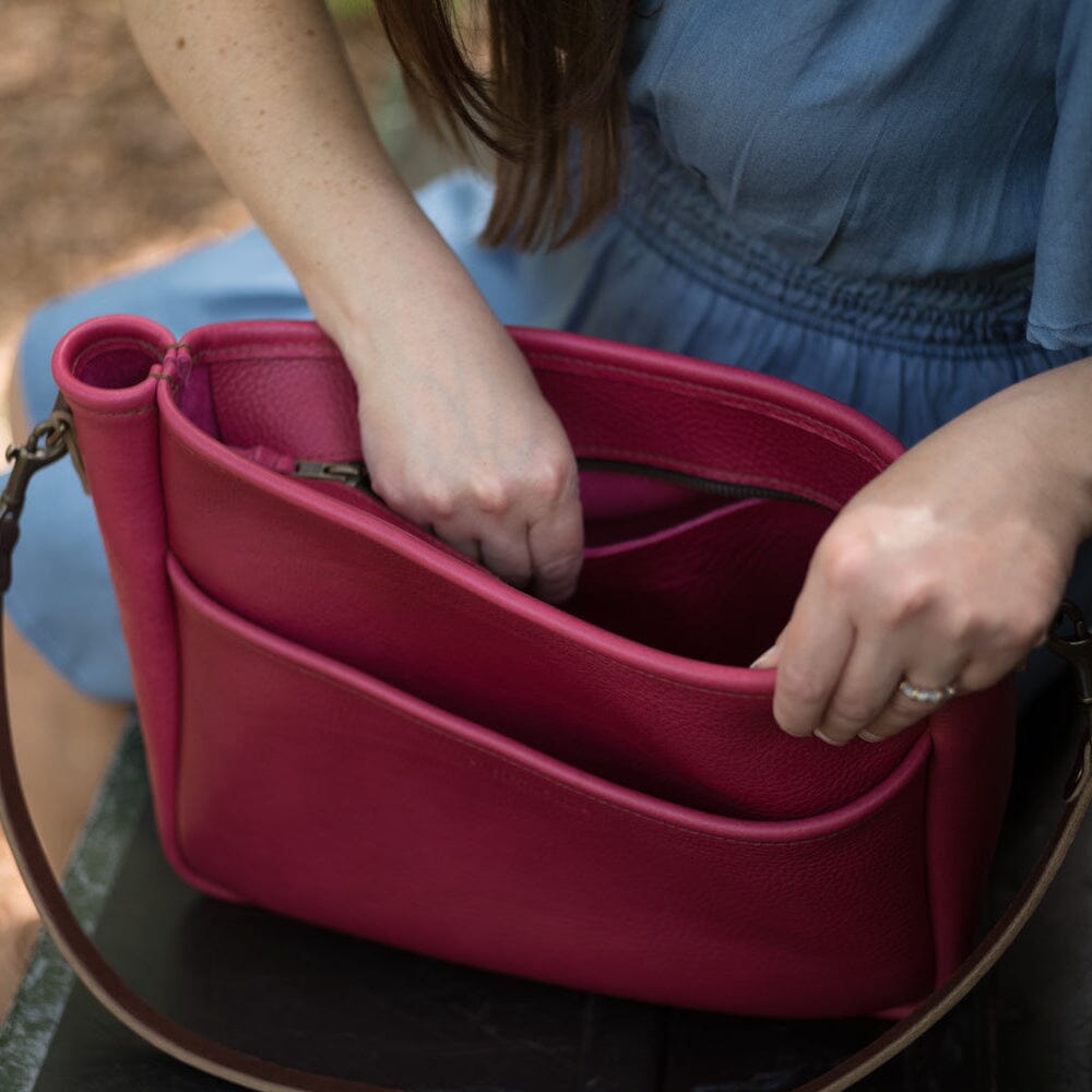 Rennie large leather crossbody fuchsia