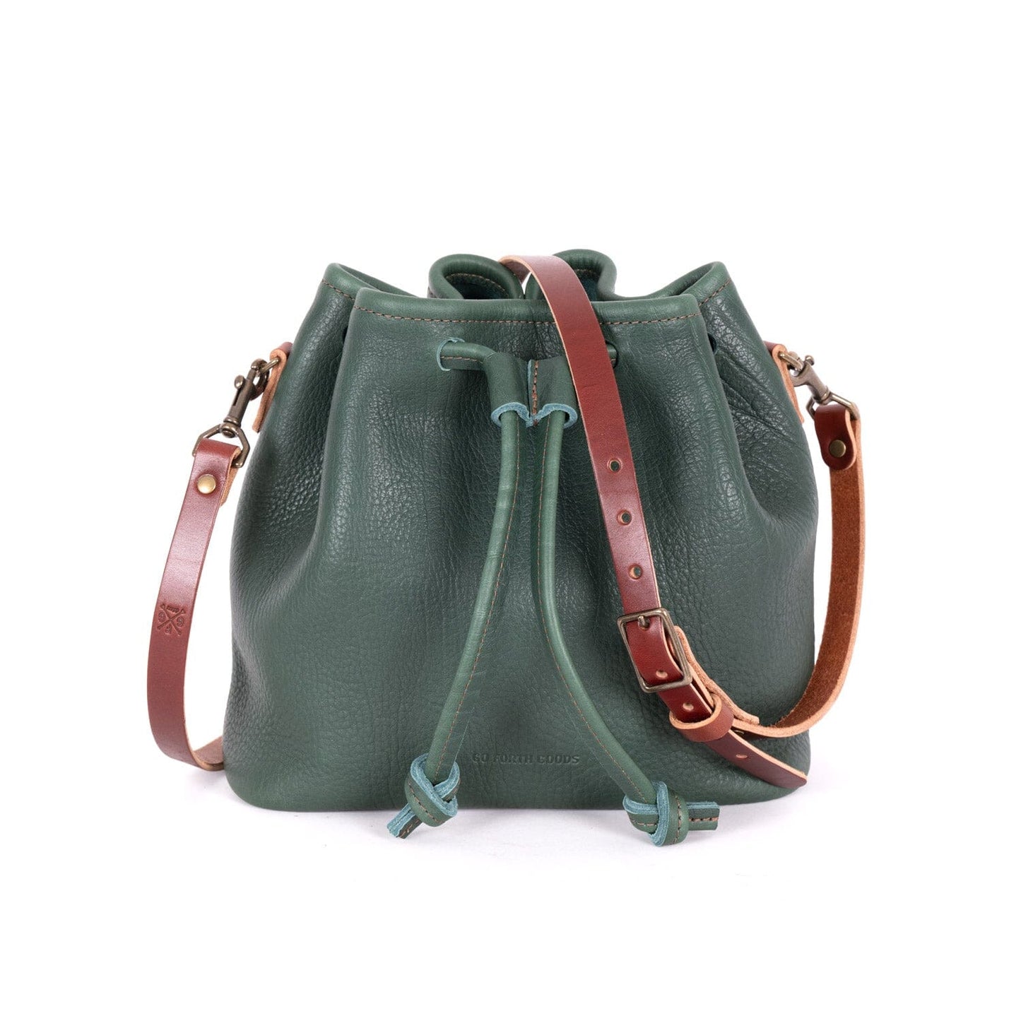 ABBY LEATHER BUCKET BAG - FOREST GREEN