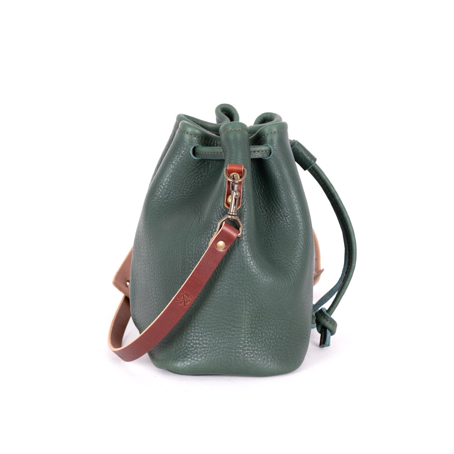 ABBY LEATHER BUCKET BAG - FOREST GREEN
