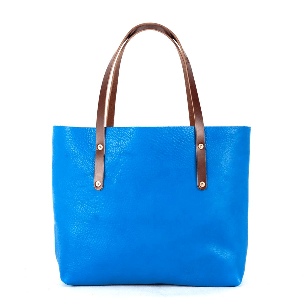 AVERY LEATHER TOTE BAG - LARGE - OCEAN BLUE