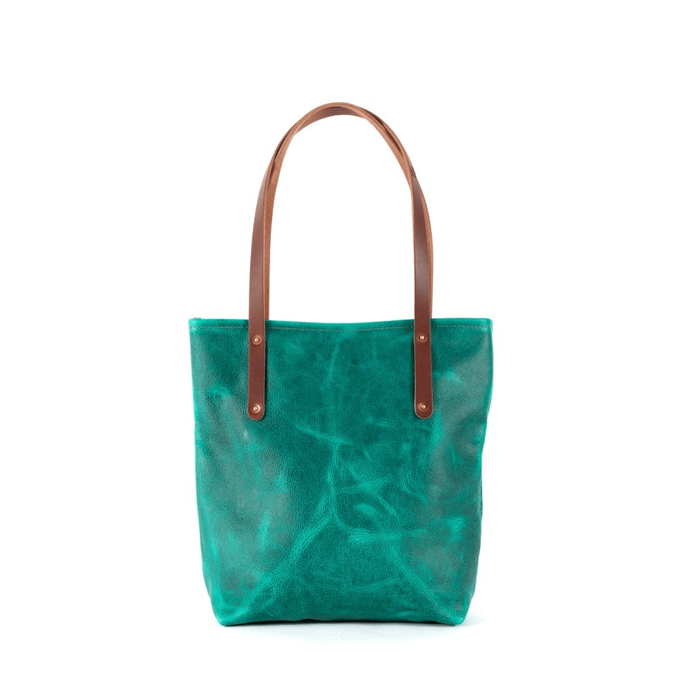 AVERY LEATHER TOTE BAG - SLIM MEDIUM - PINE GREEN BISON
