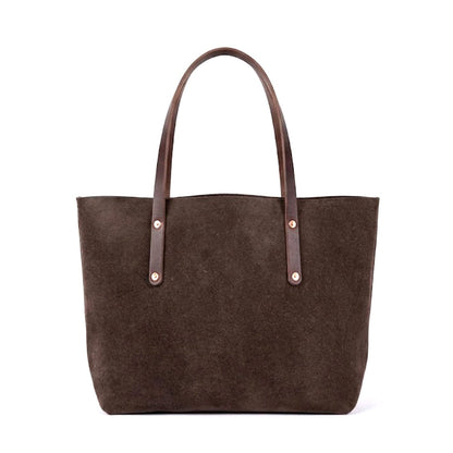 AVERY LEATHER TOTE BAG - LARGE - CHOCOLATE SUEDE