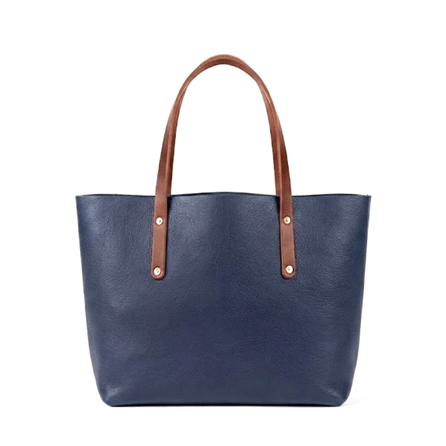 AVERY LEATHER TOTE BAG - LARGE - NAVY