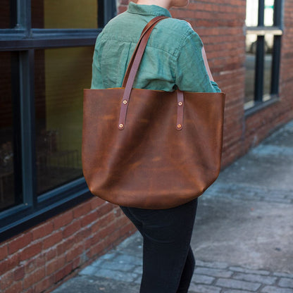 AVERY LEATHER TOTE BAG - LARGE - HONEY