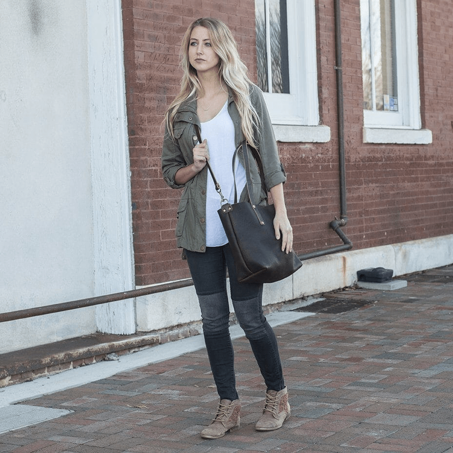 AVERY LEATHER TOTE BAG - LARGE - TAN