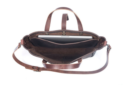 BUCHANAN LEATHER TOTE BAG | BRIEFCASE - CHERRY BISON