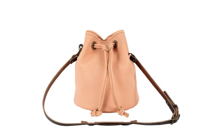LEATHER BUCKET BAG - LARGE - PEACH FUZZ