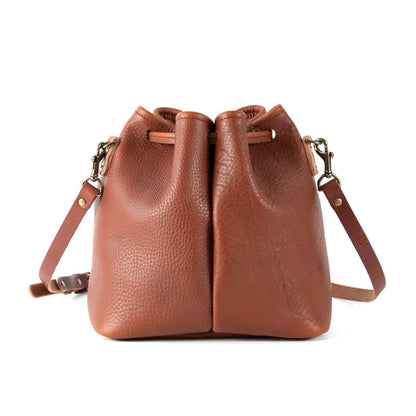 ABBY LEATHER BUCKET BAG - OLIVE