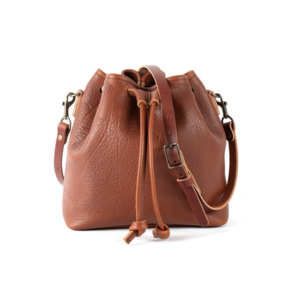 ABBY LEATHER BUCKET BAG - OLIVE