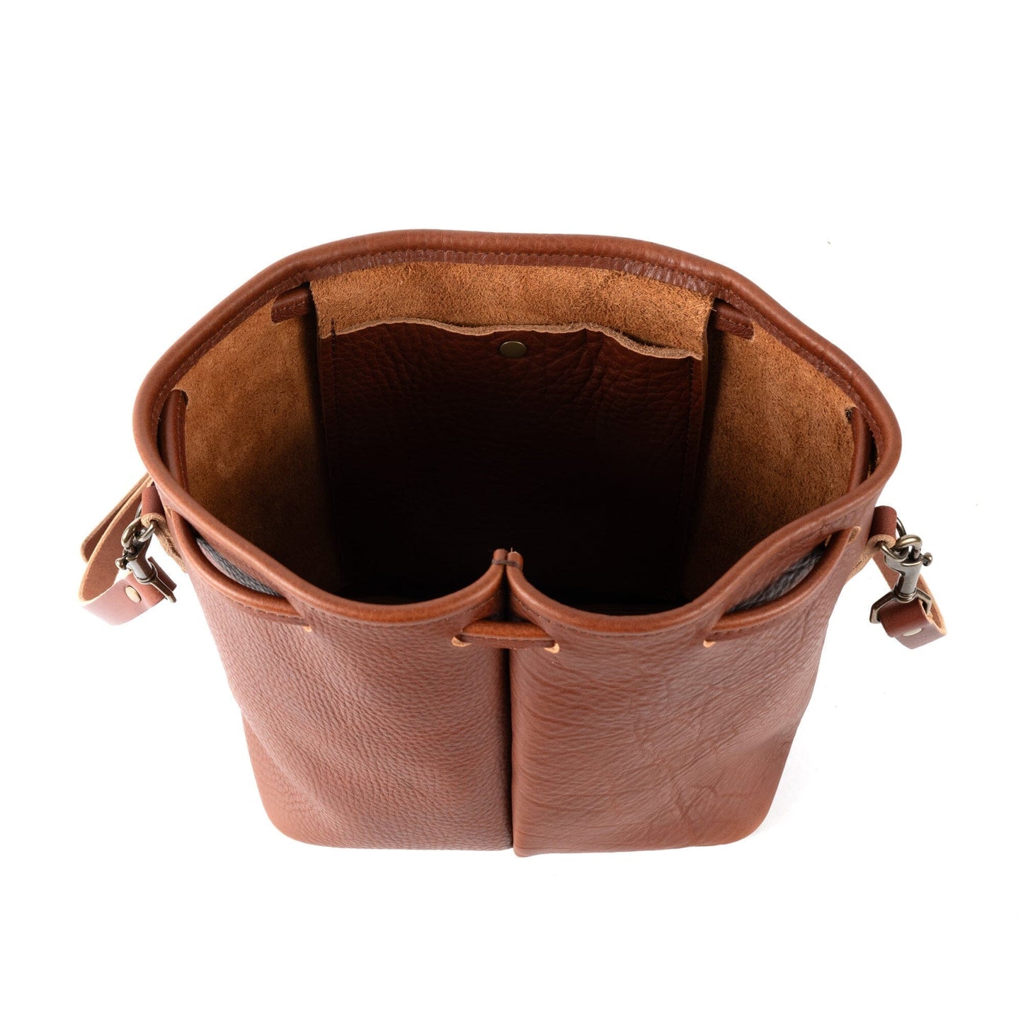 ABBY LEATHER BUCKET BAG - PEANUT BISON