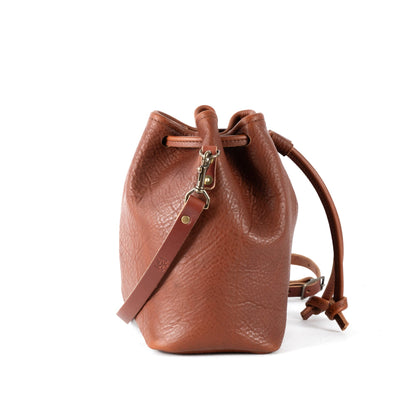 ABBY LEATHER BUCKET BAG - OLIVE