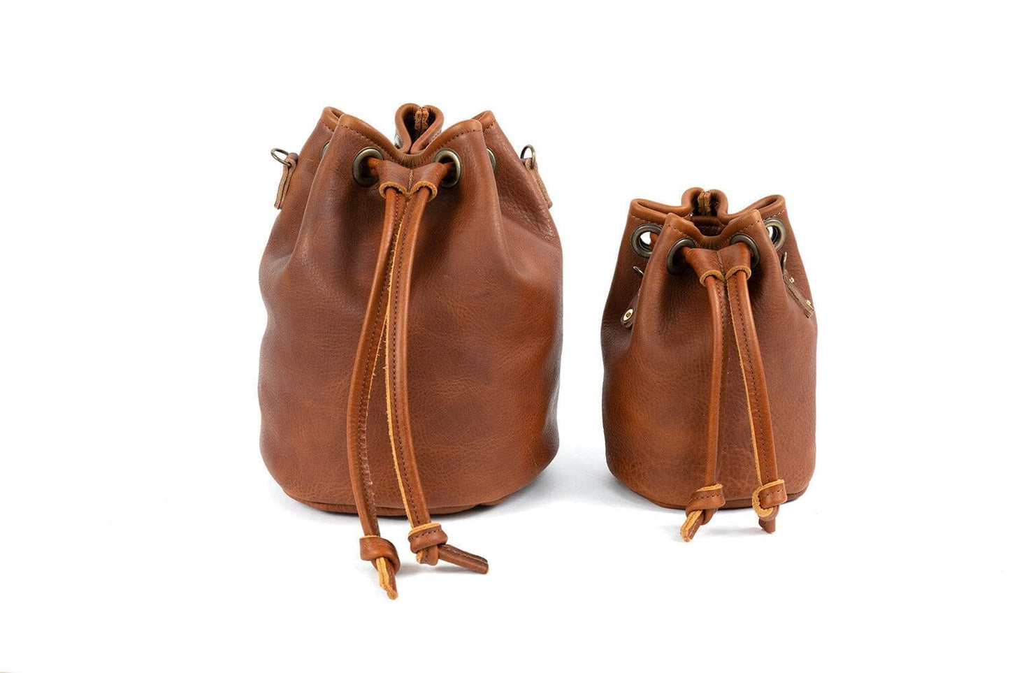 LEATHER BUCKET BAG - LARGE - SMOKEY BLUE | SADDLE STRAPS