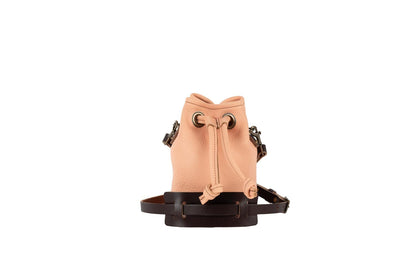 LEATHER BUCKET BAG - SMALL - PEACH FUZZ