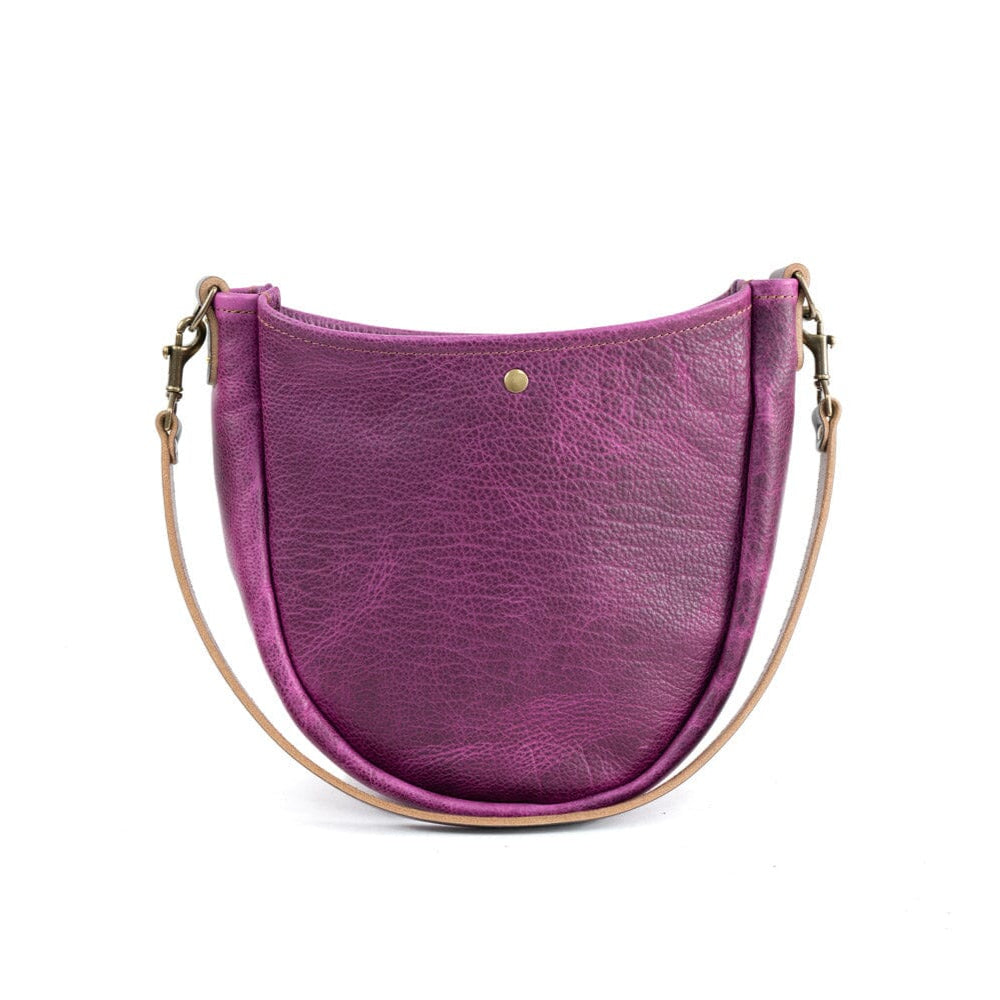 CELESTE LEATHER HOBO BAG - GRAPE BISON