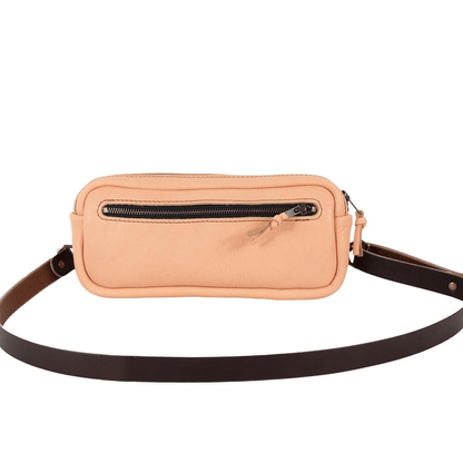 LEATHER FANNY PACK / LEATHER WAIST BAG - DELUXE - PEACH FUZZ
