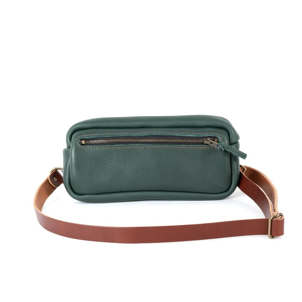 LEATHER FANNY PACK / LEATHER WAIST BAG - FOREST GREEN