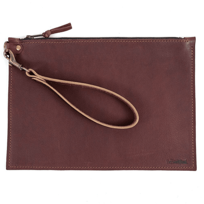 FELICITY ZIPPERED CLUTCH WITH WRISTLET LARGE - MERLOT