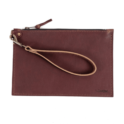 FELICITY ZIPPERED CLUTCH WITH WRISTLET - SMALL - MERLOT