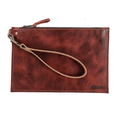 FELICITY ZIPPERED CLUTCH WITH WRISTLET - SMALL - REDWOOD BISON