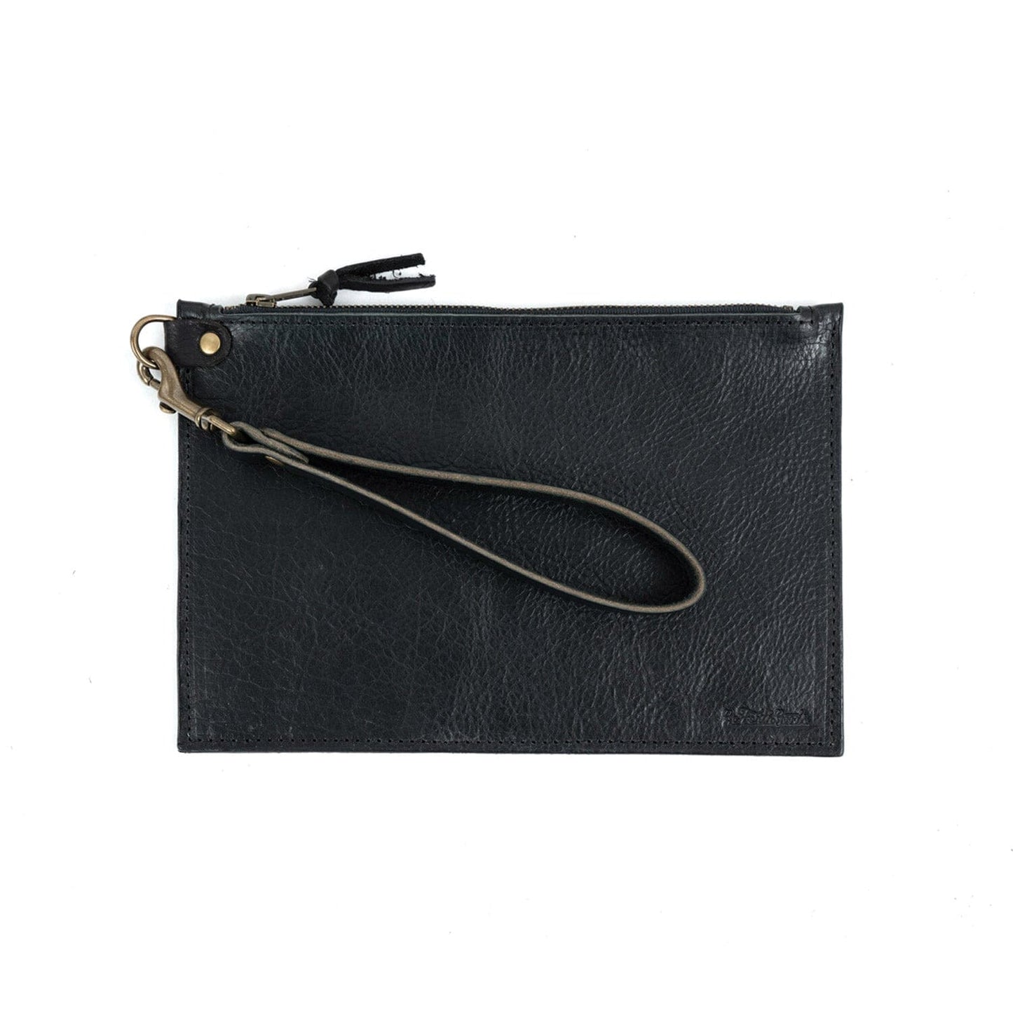 FELICITY ZIPPERED CLUTCH WITH WRISTLET - SMALL - BLACK BISON