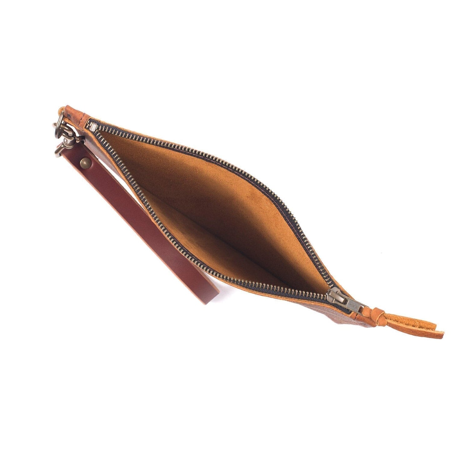 FELICITY ZIPPERED CLUTCH WITH WRISTLET - SMALL - MOCHA