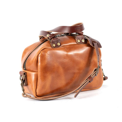 HOFFMAN LEATHER CROSSBODY BAG - CARAMEL
