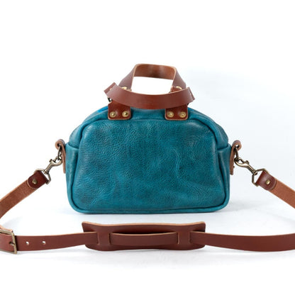 HOFFMAN LEATHER CROSSBODY BAG - MINI - COBALT BISON