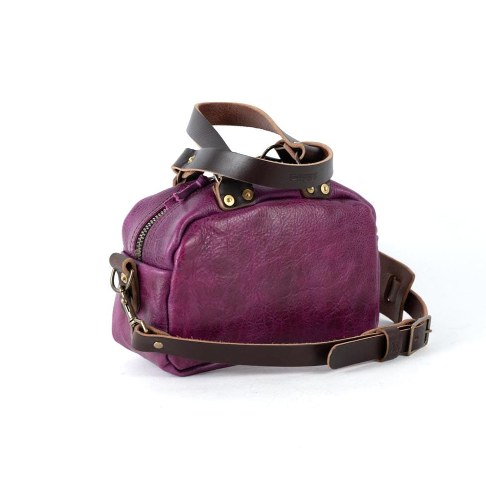 HOFFMAN LEATHER CROSSBODY BAG - MINI - GRAPE BISON