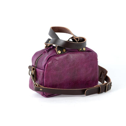 HOFFMAN LEATHER CROSSBODY BAG - MINI - GRAPE BISON