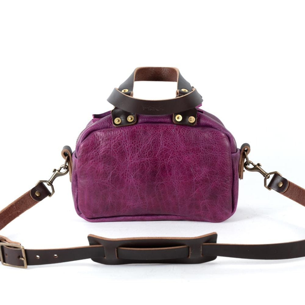HOFFMAN LEATHER CROSSBODY BAG - MINI - GRAPE BISON