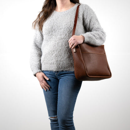 RENNIE LEATHER SHOULDER BAG - LARGE - OLIVE