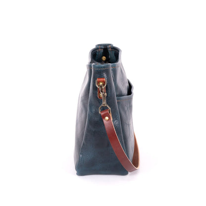 RENNIE LEATHER SHOULDER BAG - LARGE - INDIGO BISON
