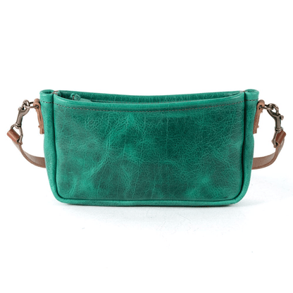 RENNIE LEATHER SHOULDER BAG - PINE GREEN BISON