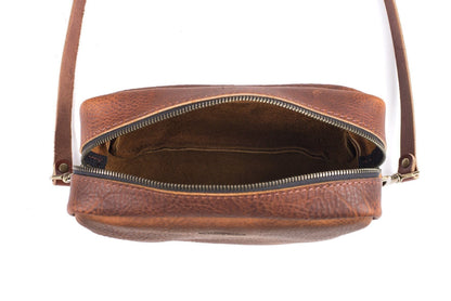 SARAH LEATHER CROSSBODY - HICKORY BISON
