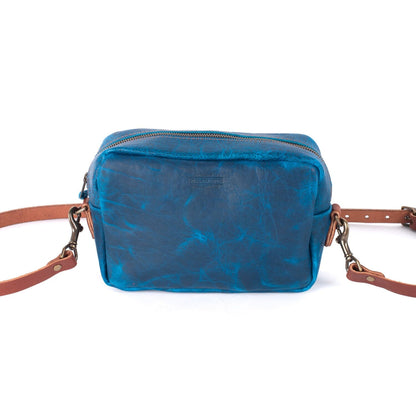 SARAH LEATHER CROSSBODY - COBALT BISON