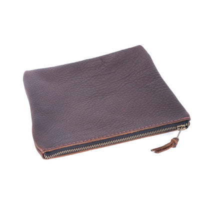 LEATHER TOP ZIPPER POUCH - MEDIUM