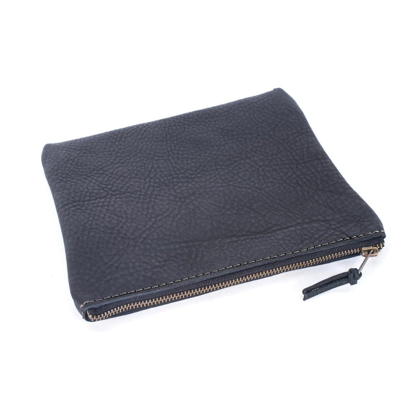 LEATHER TOP ZIPPER POUCH - MEDIUM