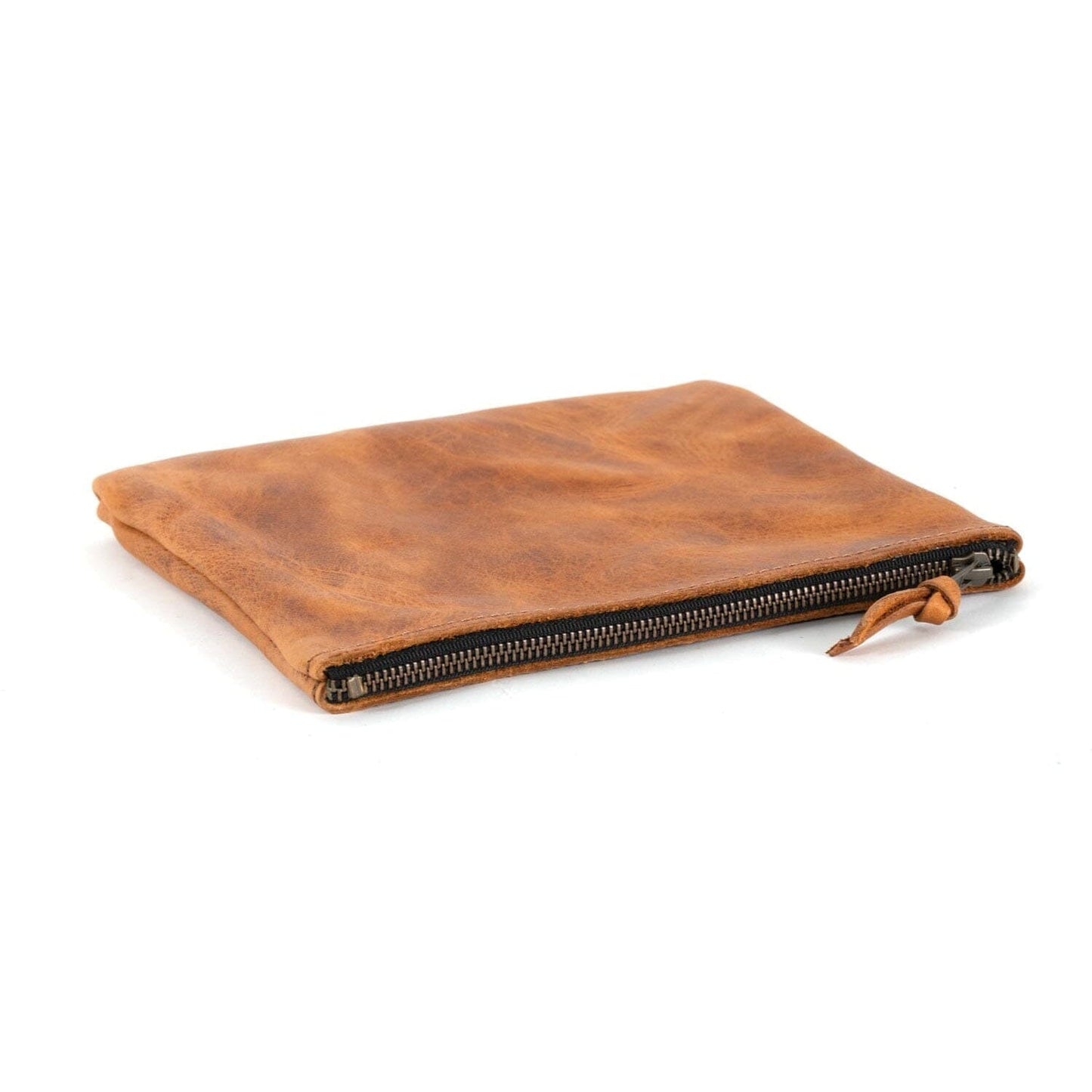 LEATHER TOP ZIPPER POUCH - MEDIUM