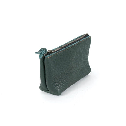 LEATHER ZIPPERED POUCH WITH GUSSET - MEDIUM