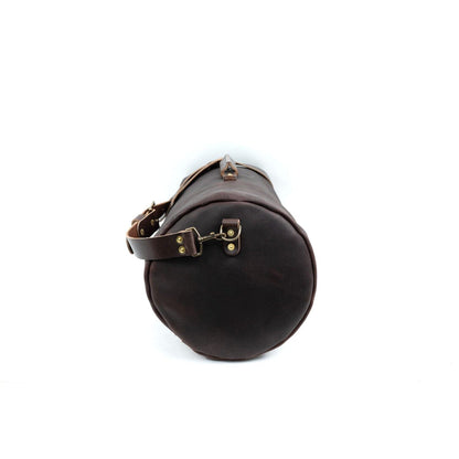 GUNNAR ZIPPERED LEATHER DUFFLE BAG - MILITARY STYLE DUFFLE BAG
