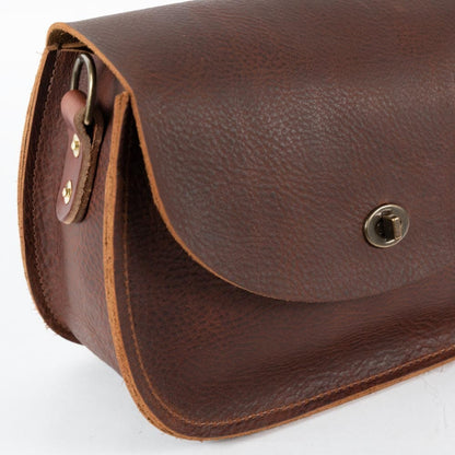 VIVIAN SATCHEL LEATHER CROSSBODY - PEANUT BISON