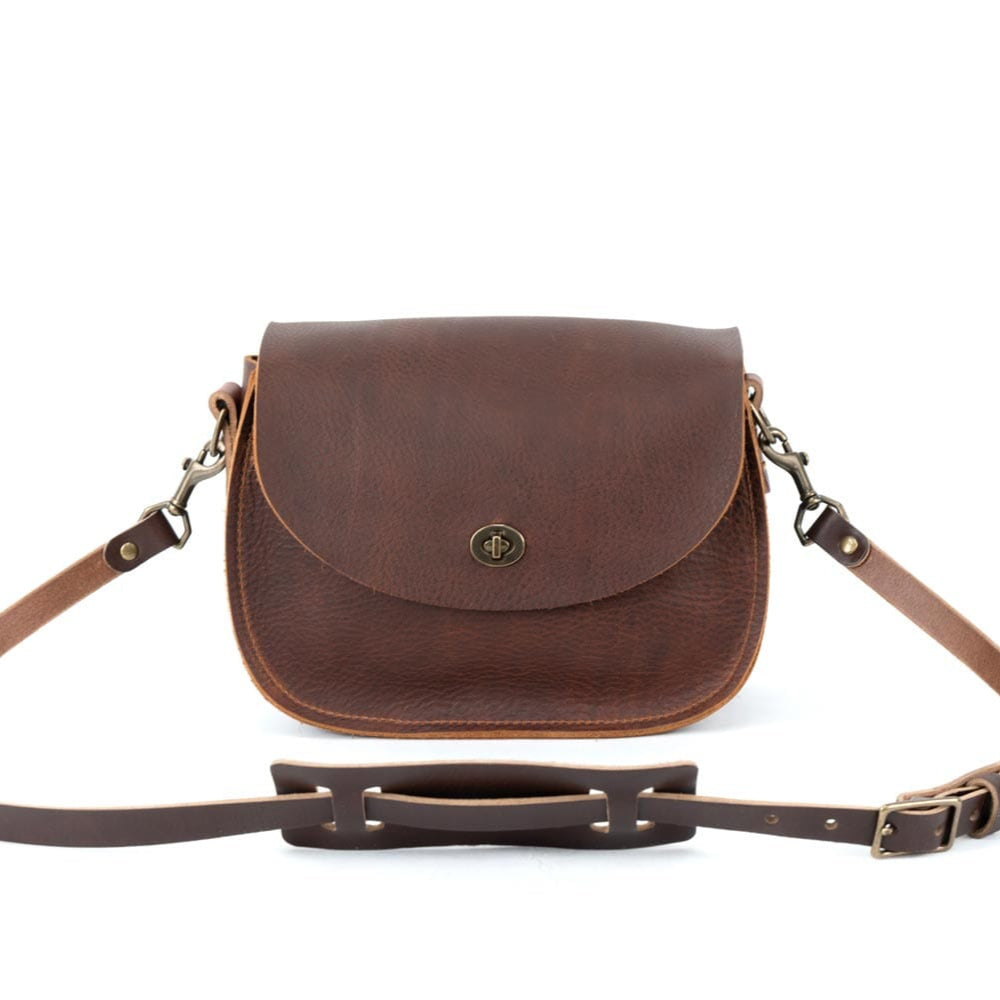 VIVIAN SATCHEL LEATHER CROSSBODY DELUXE - PEANUT BISON