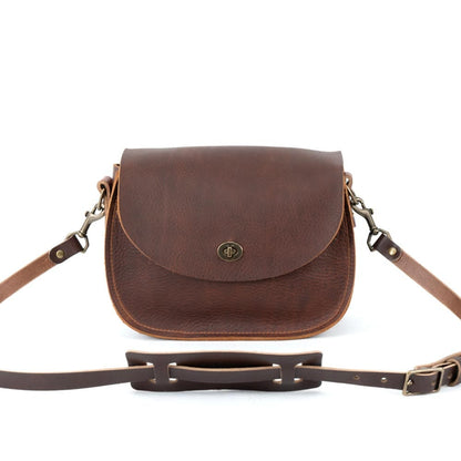 VIVIAN SATCHEL LEATHER CROSSBODY DELUXE - BLACK BISON