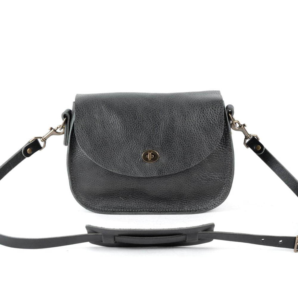 VIVIAN SATCHEL LEATHER CROSSBODY - RAVEN